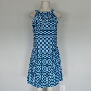 Jude Connally blue/navy geometric print sleeveless dress-L